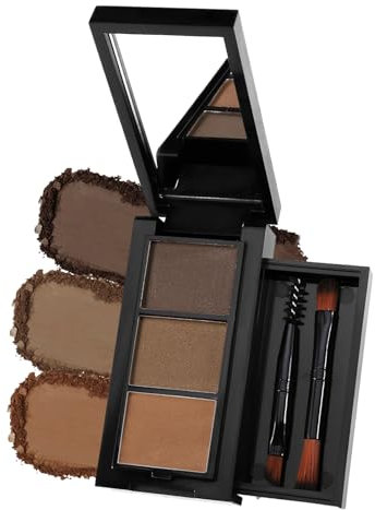 Apooliy Polvere per sopracciglia a 3 colori,Palette sopracciglia,Impermeabile a lunga durata,Filler per sopracciglia con specchio, Pennello per sopracciglia, Palette contorno occhi