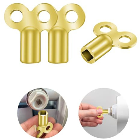 Flintronic Radiator Bleed Key, 3pc Radiator Bleed Valve Keys, Radiator Key for Bleeding Radiators and Air Vent, Radiator Valve Clock Key for Bleeding/Air Vent, Remove Trapped Air/Valve Venting, Gold
