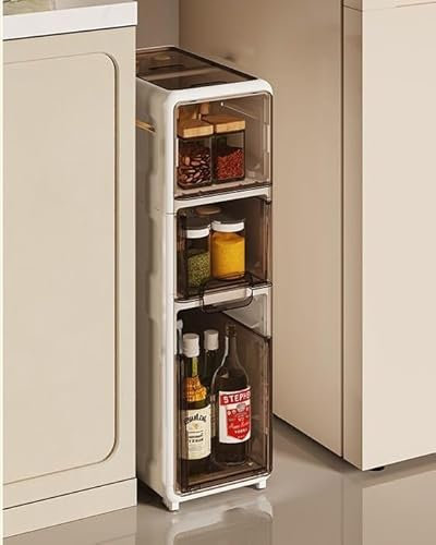 Unidad de almacenamiento delgada para baño con rollo de papel higiénico debajo del fregadero para almacenamiento y organización de cocina, 18,6/22,5 x 39 x 74,7 cm (22,5 cm)