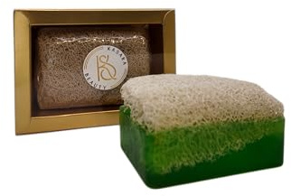 Luffa Seife mit Aloe Vera – für Körper und Gesicht, feuchtigkeitsspendend, Luffa Seife, parabenfrei, sanftes Peeling, 120 g