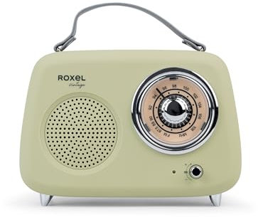 Roxel RFM01 Retro FM Radio Party speaker – Timeless Design, Superior Sound, FM Radio, MP3 Playback & Wireless BT Streaming, Perfect as a Gift (Green)