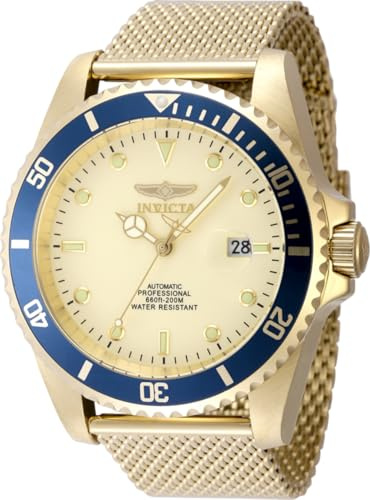 Invicta Pro Diver 48889 Herren Uhr - Wasserdicht - Analog - Automatikuhr - Edelstahl mit goldenen zifferblat - 47mm