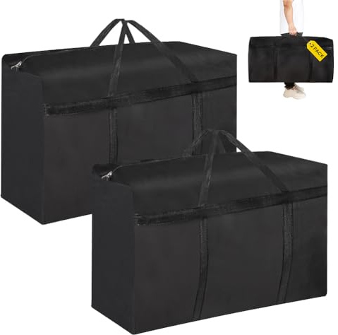 HOTUT Bolsa de Almacenamiento de Ropa Grande, 2 Pack 120L Bolsas de Mudanza, Bolsa Almacenaje Ropa con Cremalleras, para Ropa, Ropa de Cama y Más