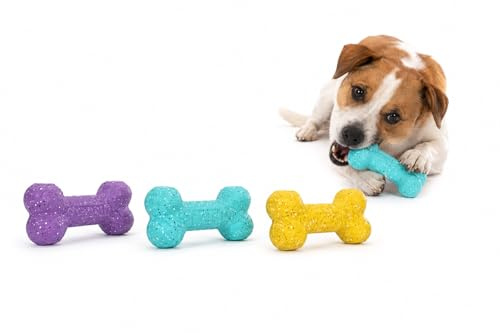 Flamingo Jouet pour Chien Freckles Os M – 15x6,8x4,3cm – Caoutchouc TPR Résistant – Jouet à Mâcher, Lancer et Nettoyage Dentaire – pour Petits et Moyens Chiens – Pas de Choix Possible