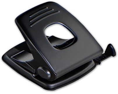 TB1 Products Heavy Duty 2-Hole Punch – 20 Sheet Capacity, Matte Black Paper Puncher with Adjustable Paper Guide & Built-In Chip Tray, Steel Construction for Office, Filing, School & Home Use