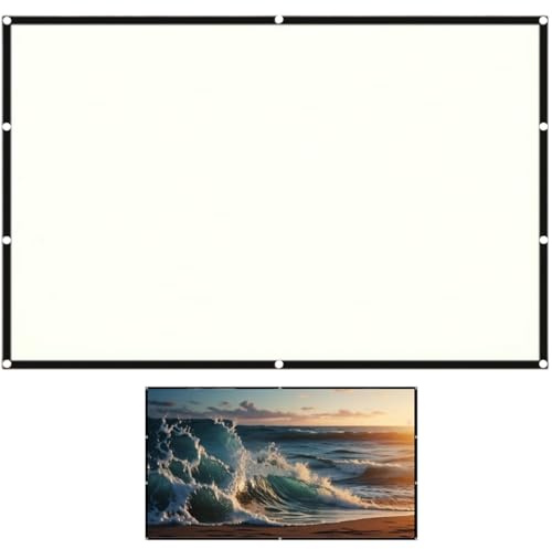 Projector Screen, Portable Movie Theater Screen, Projection Cloth, with Hooks, Easy Installation, 60 inch 16:9 Outdoor Foldable Movie Cloth for Outdoor School Home Office Theatre Cinema