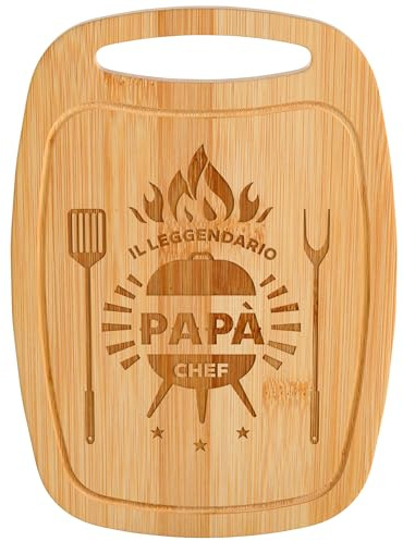 Gimars Regalo Papà,Tagliere Bambù Inciso per Regalo Natale Papà,Regali per Padre Compleanno Natale,Taglieri Ispessito per Frutta Formaggio Pane,Tagliere Regalo Papa Testo Personallizzato in Italiano
