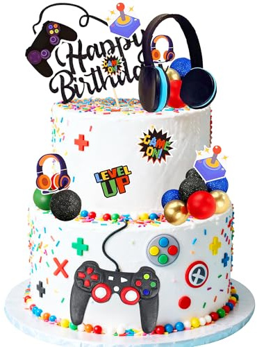 LaVenty Video game themes Cake Toppers Headset Cake Decorations | Ball Controller Cake Decoration for Birthday Party Cake Decoration