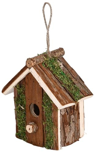 Casas de pájaros de Madera Caja de anidación de pájaros Resistentes al Clima Decoración del jardín rústico para el césped del Patio Patio, 6.9x4.3x3.5in | Casas de