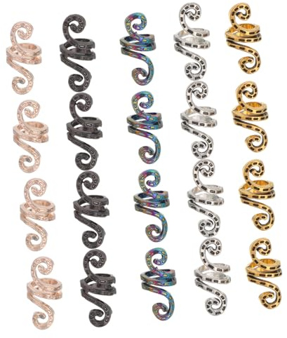 IWOWHERO 50pcs African Dreadlock Hair Jewelry Metal Clasps Spiral Decorations for Braids Vintage Hair Charm Accessories for Dreadlock Styling