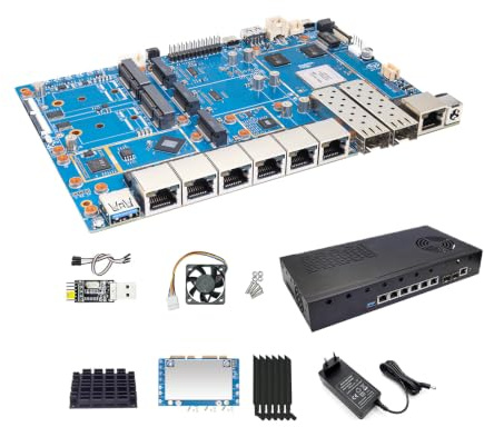 Banana Pi BPI R4 Pro Routeur WiFi 7 OpenWrt, MT7988A CPU 4/8 Go DDR4 RAM 4 X 2,5 G Port Ethernet 2 X 10G Port Fibre Optique Prise en charge 4G/5G pour Smart Home NAS Gateway Routeur de service
