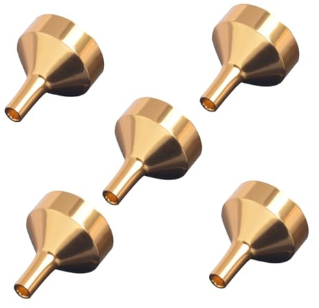TOYANDONA 5 piezas Embudo Pequeño de Metal Dorado de Inoxidable y Resistente para Llenar Botellas y Aceites Esenciales para Cocina y Cosméticos