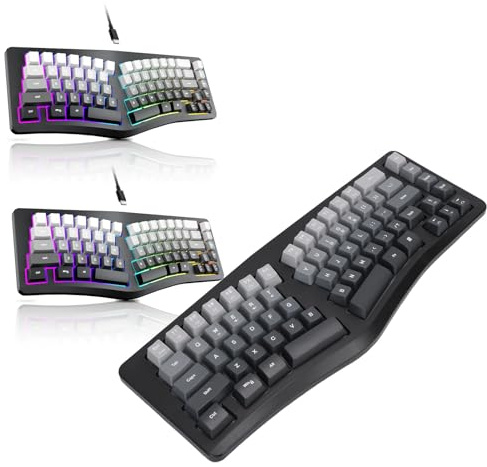 Sxhlseller Clavier Ergonomique Filaire, Clavier Compact 69 Touches avec Rétroéclairage RVB pour Les Voyages d'affaires, Claviers de Jeu Mécaniques 7 Couleurs pour OS X