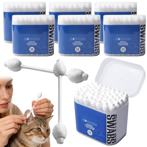 GBKDQQ 336 Stück Reinigungsstäbchen Wattestäbchen, Kürbiskopf Ohrreiniger für Haustiere, Reingungsstäbchen mit Kürbiskopf-Design für Hunde & Katzen, Sanfte Ohr-, Augen- & Nasenreinigung