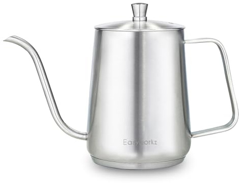 Easyworkz Kaffeekessel mit Schwanenhals, 900 ml, Edelstahl, Hand-Tropf-Kaffeekanne mit langem schmalem Auslauf, geeignet für Induktionsherde