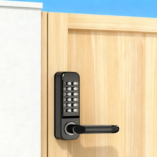 Mechanical Keyless Entry Door Lock, Digital Code Lock for Outdoor Gates Keyless Entry Zinc Alloy Combination Door Lock with Handle for Home, Office, and Garage (Black)