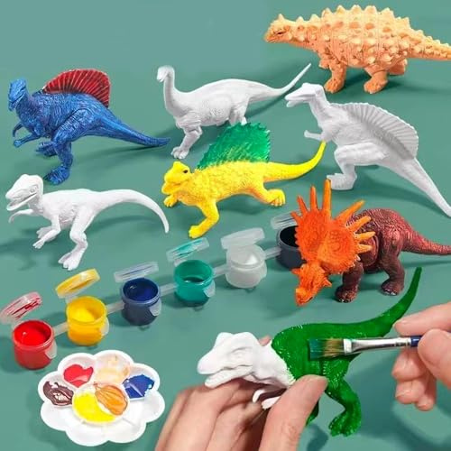 FCXVXCL Dinosaurios Juego Pintura Kit, 3D Dinosaurios Figuras de Escayola para Pintar, 3D Dinosaurio Juegos Manualidades, Kit Pintura Dinosaurios Creativo, DIY Juego de Dibujo para 4 5 6 7 8 9 Años