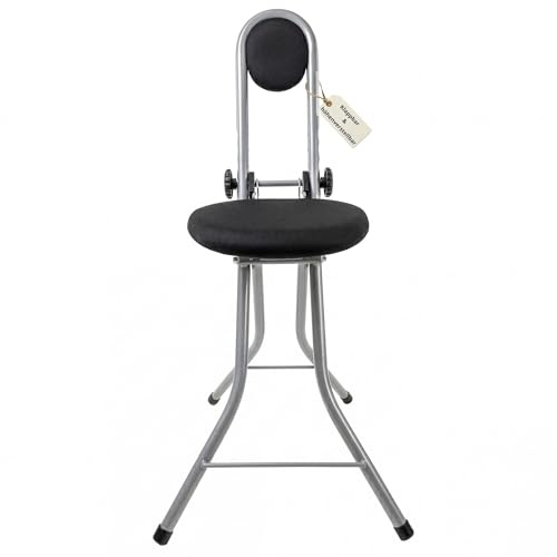 BigDean Bügelstehhilfe Stehhilfe Stehstuhl 4-Fach Höhenverstellbar Klappbar | Bügelstuhl Stehsitz Ergonomisches Sitzen mit Rückenlehne