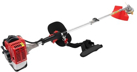 Benzin Rasentrimmer 26cc 2-Takt Motorsense 0.65kW Freischneider mit 8500U/min Grastrimmer 2T Messer Rasenkantenschneider 1L Tank Grasschneider 1.75m Länge Motorsense Benzin Luftgekühlt