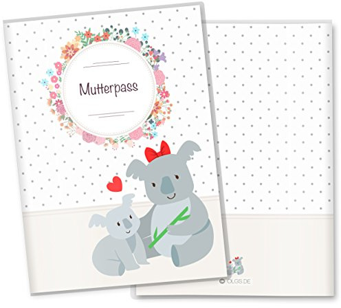 OLGS Mutterpasshülle 3-teilig Mommy Love Dots | Baby Schwangerschaft Geschenkidee Schutzhülle für den Mutterpass | Für werdende Mütter (Mutterpass ohne Personalisierung, Koala)