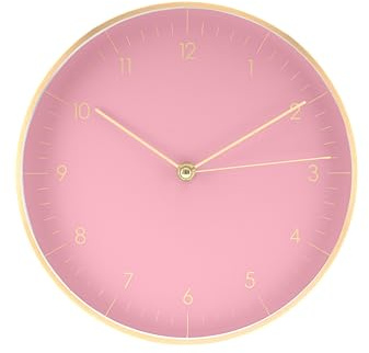 LUUK LIFESTYLE Moderne Quarz Wanduhr, Geräuschlos, 24,8cm, Pink & Gold | ohne tickgeräusche, schlichtes und modernes Design mit gut lesbaren Ziffern, Deko Geschenk für Damen, mit Sekundenzeiger