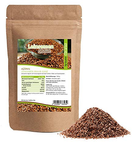 Mynatura Leinsamen Braun Ganz | 1000g | Natürlich & ballaststoffreich | Ideal zum Backen, Kochen, für Müsli & Smoothies | Pflanzliche Omega-3-Quelle | Vegan & ohne Zusätze (1000g)
