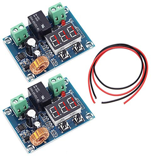 Youmile 2PCS Digital Low Voltage Discharge Protection Module Disconnect Switch Over Discharge Protection Protector for 12-36V Lithium Battery with 24AWG Wire