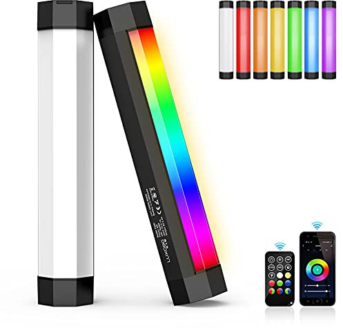 LUXCEO P200 RGB Video Light Wand with APP Control IP67 Waterproof LED Photography Light, CRI≥95 Built-in Strong Magnetic, 4000mAh Battery(Power Bank), 3000K-6000K Stepless Dimming Colorful Stick