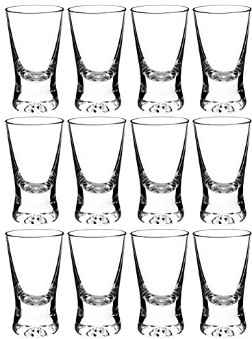My-goodbuy24 Premium Schnapsgläser Shotgläser 12-teiliges Set Glas 2,5cl (25ml) - Standfest - Spülmaschinenfest - Pinnchen Wodka Ouzo Vodka Tequila Whiskey Stamper
