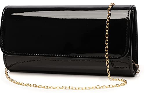 Bolso de mano de charol para mujer, elegante bolso de hombro para Navidad, boda, fiesta, baile de graduación, Negro -, Standard