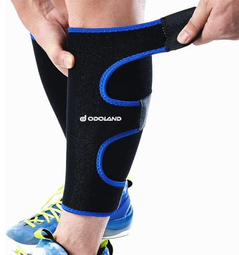 Odoland Wadenbandage Muskelfaserriss,Verstellbare Wadenstütze Sport Waden Kompressionsstrümpfe ohne Fuß Waden Kompression, Schienbeine - 1 Paar/Blue