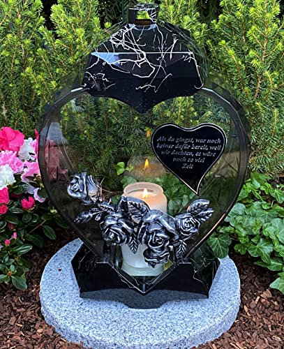 Lanterna a forma di cuore con scritta in lingua tedesca Paradiso, decorazione per tomba, 33 cm, altezza