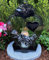 Garten Paradies Handmade Grablampe Laterne Herz Form mit Beschriftung NEU - Grablicht Kerze Grabkerze Grabdekoration 33 cm H.! Neue Model incl. Kerze, Schwarz Marmor Efekt / Handgemalt, HERZ-3