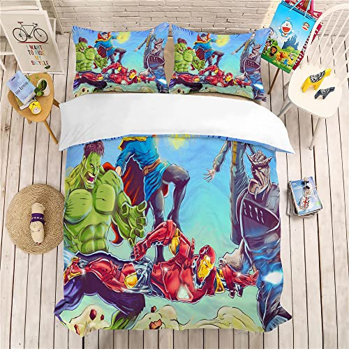 Iron Man Captain America Thor Premium Duvet Cover Sigle Double Size Superhero, Iron Man, 100% Breathable Anti-mite Comfortable Cotton with Zipper (pattern 03,Double(200x200cm))