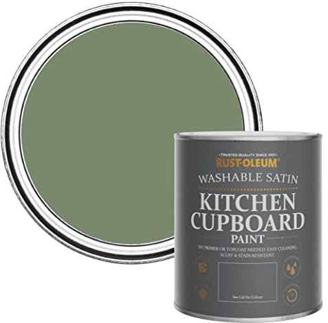 Rust-Oleum Green Scrubbable Kitchen Cupboard Paint in Satin Finish - All Green 750ml