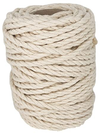 Corda in cotone per macramè e fai da te. Naturale, 4 mm x 25 m. | Cordoncino ritorto prodotto in Spagna e biodegradabile; per macelleria, artigianato, imballaggio, giardinaggio e decorazione.