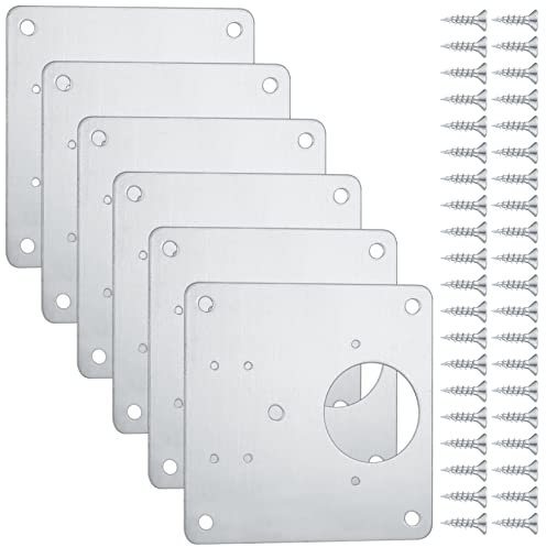 6 Pcs Hinge Repair Plate, Stainless Steel Hinges Repair Plates, Kitchen Cupboards Cabinets Doors Hinges Flat Fixing Joining Mending Plates Braces Brackets