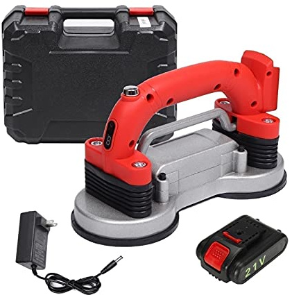 Martillo de baldosas de Caucho vibratorio, ventosas de succión de Aluminio Capacidad de Carga de 200 kg, para la colocación de baldosas Azulejos de Pared (Color : Two Lithium Battery) (One L