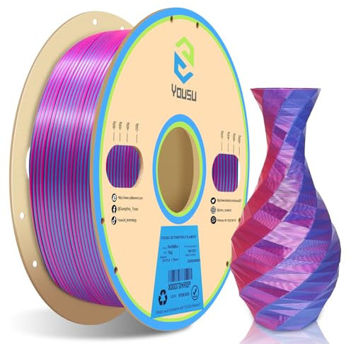 YOUSU pla silk pla filament 1.75 3d drucker, mehrfarbig zweifarbig Two-Tone color, 3d pla metallic seide, 3d printer pla 1 kg (2,2 lbs), silk rosa blau
