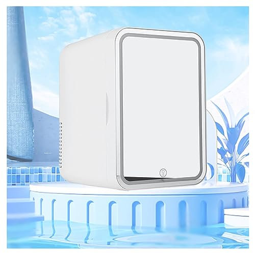 RéFrigéRateur De Beauté Portable, 8L,avec Miroir De Courtoisie LED Frigo Skincare, Voiture,Maison,Chaud Et Froid 2 en 1 Mini Frigo Cosmetique, Meilleur Cadeau pour Les Femmes,White