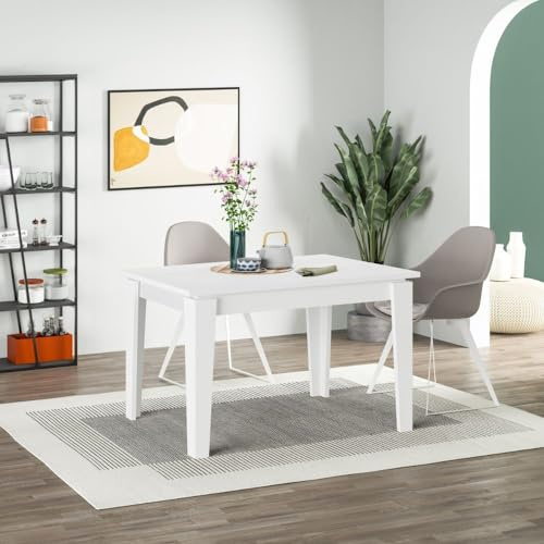 Moderner Ausziehtisch weiß Lärche 120x80 cm - Megaron