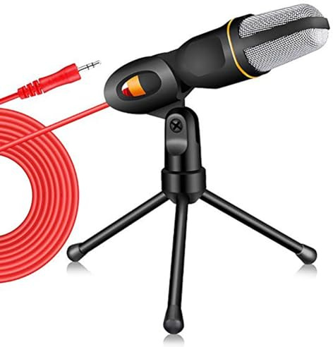 Lisher -666 Microfono professionale 3,5 mm cablato Home AUX Audio Stereo Tripiede da scrivania Set di microfono per PC Telefono Karaoke Installazione facile da usare Nero