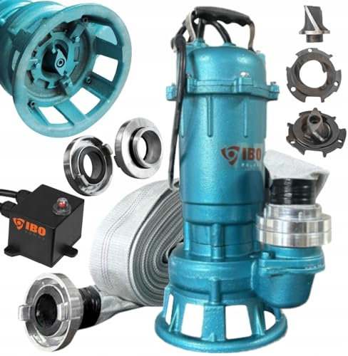 1500W Submersible Dirty Water Pump Grinder Sewage Well Septic Flood Sewage Sump (1500W Pump & 30m White FIRE Hose)