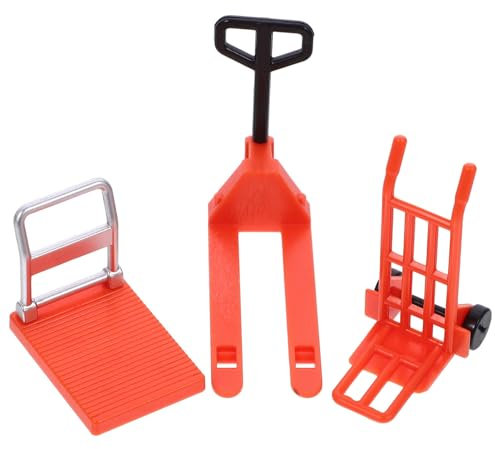 HEMOTON 1 Ensemble De Mini Chariot À Plate-Forme Chariot Élévateur Poulie À Main Modèle D'outil De Construction Modèle D'outil Mobile Miniatures