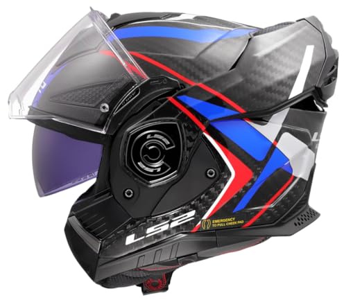 LS2, Casco Moto Modulare ADVANT X CARBON FUTURE II Gloss White Blue, M