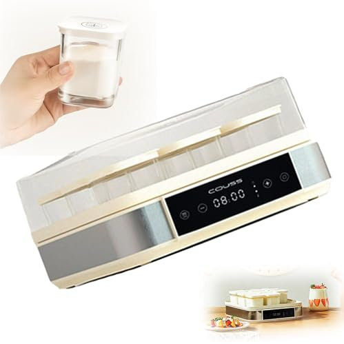 Yaourtière Machine à yaourt numérique automatique avec 9 pots en verre (52z chaque pot) Écran LCD avec contrôle de température constante Conception en acier inoxydable pour un usage domestique