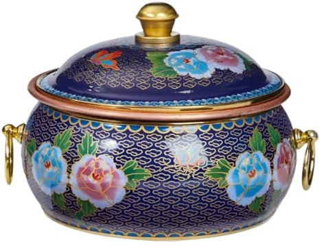 Holzkohle Hot Pot Emaille Hot Pot Einzelner Kupfertopf Induktion Hot Pot Traditioneller Eintopf Suppentopf Kochen Chinesischer Hot Pot,Blau1-17 * 13cm