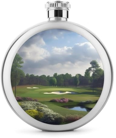Flasque amusante en acier inoxydable pour homme et femme - Motif parcours de golf - 140 ml