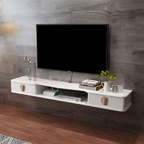 Mensola sospesa da parete per TV con router, set top box, lettore DVD, cornice per foto, organizer per giocattoli, libreria e supporto TV per CD, DVD, Sky Box e porta merci.