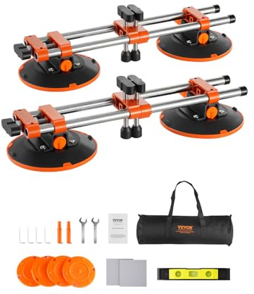 VEVOR 2 PCS Herramientas para Unir Juntas de Granito con Ventosas de 152 mm y Bolsa de Herramientas Herramienta para Nivelar Juntas para Instalar Encimeras de Baldosas, Piedra y Losas de Mármol